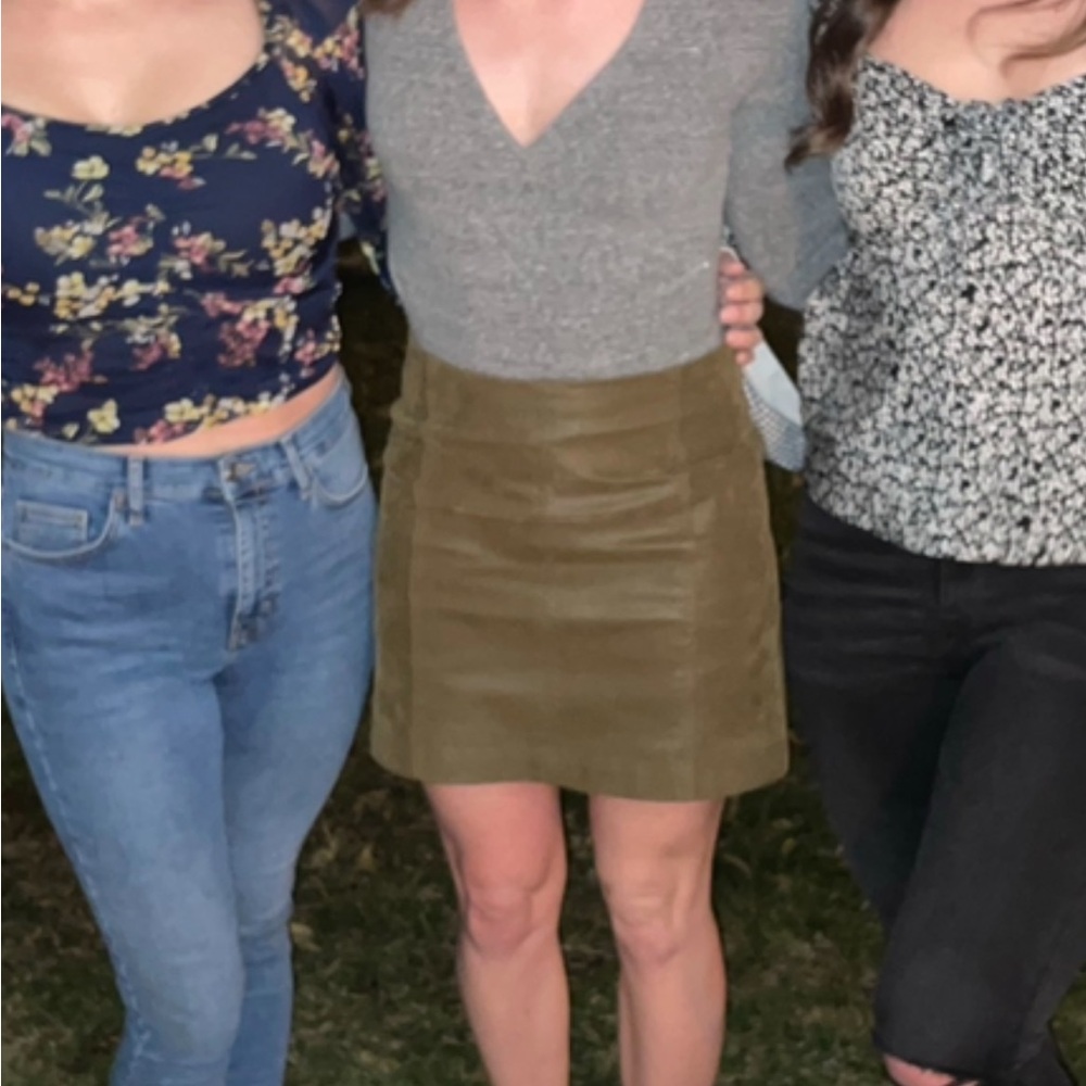 Free People Brown Leather Mini Skirt